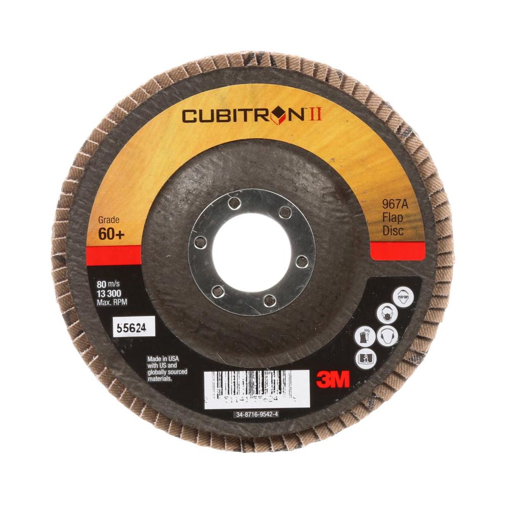 3M™ Cubitron™ II Flap Disc, 967A, T29, 60+, Y-weight, 4-1/2 in x 7/8 in