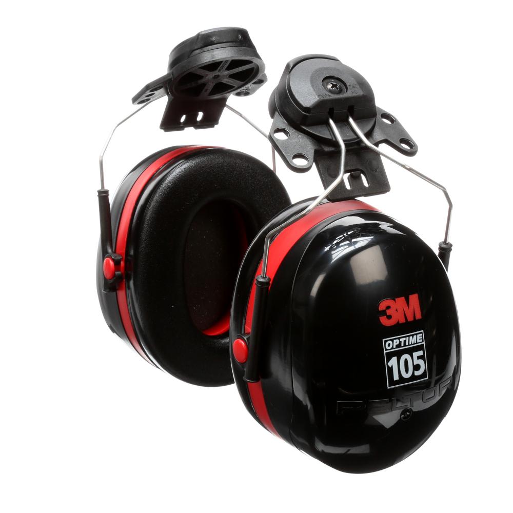 3M™ PELTOR™ Optime™ 105 Earmuffs, H10P3E, hard hat attached, 10 pairs per case