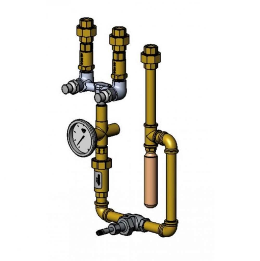 B-2339-LR Piping Assembly: Control Valve, Thermometer, Dual Check Valves, Hammer Arrestor