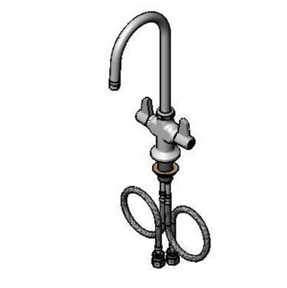 Single Hole Deck Faucet, 5-1/2&apos;&apos; Swivel Gooseneck, 18&apos;&apos; Flexible Inlets, Swive