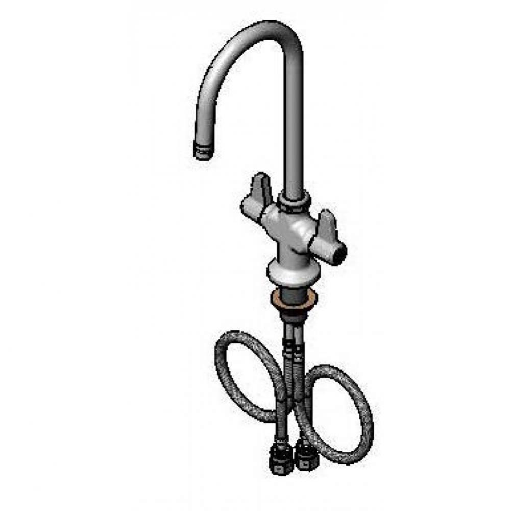 Single Hole Deck Faucet, 5-1/2&apos;&apos; Swivel Gooseneck, 18&apos;&apos; Flexible Inlets, Swive