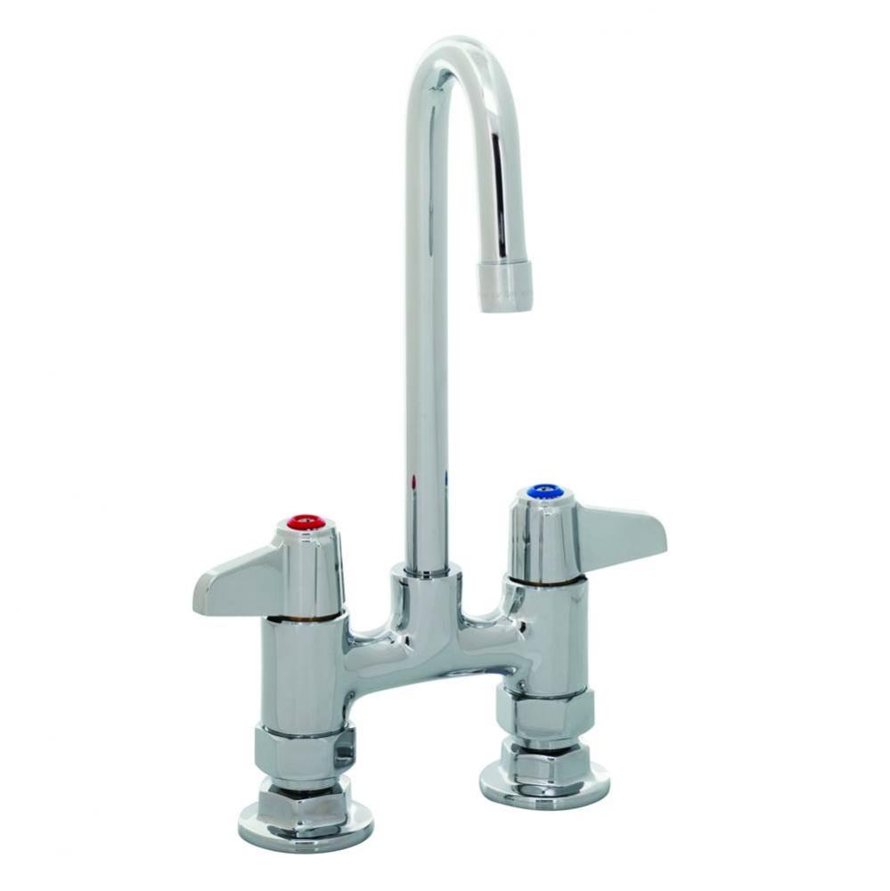 Equip 4&apos;&apos; Deck Mount Base Faucet, 3&apos;&apos; Rigid Gooseneck, Lever Handles, Supply N