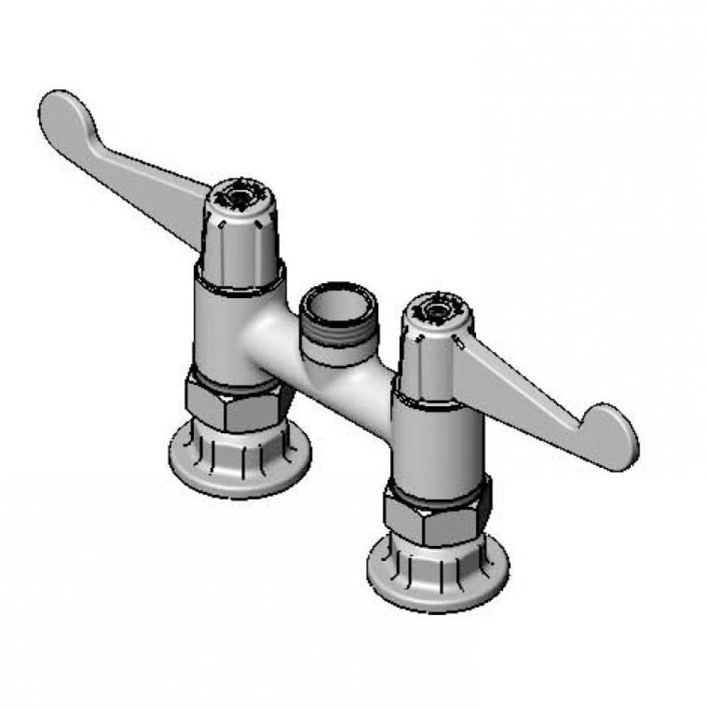 Equip 4&apos;&apos; Deck Mount Swivel Base Faucet, Less Nozzle, Wrist Handles &amp; Supply Nipple