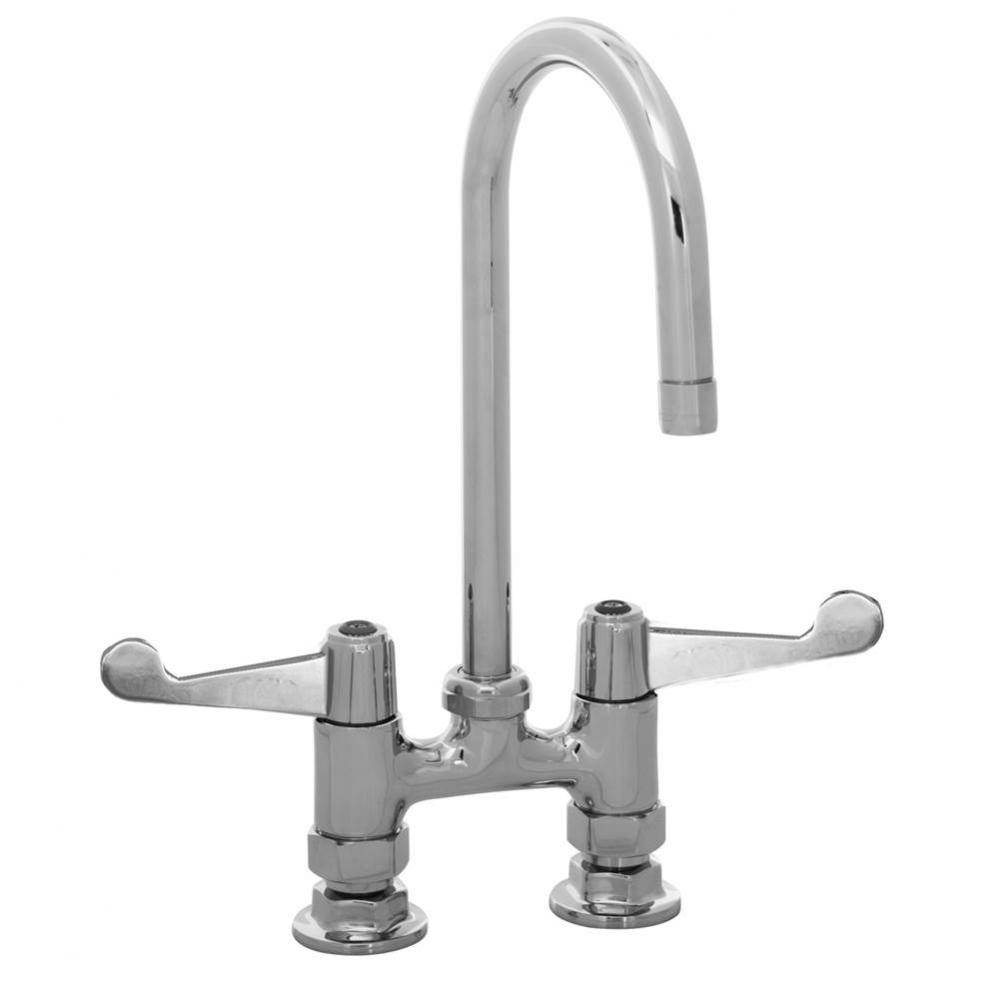 4&apos;&apos; Deck Mount Faucet, 5-1/2&apos;&apos; Swivel Gooseneck, 4&apos;&apos; Wrist Handles,