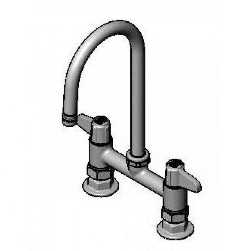 6&apos;&apos; Deck Mount Faucet, 5-1/2&apos;&apos; Swivel Gooseneck, 2.2 GPM Aerator, Supply Nippl