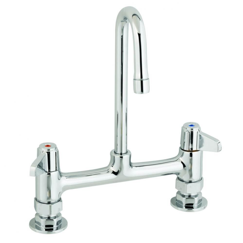 equip 8&apos;&apos; Deck Mount Faucet, Lever Handles, 3&apos;&apos; Rigid Gooseneck &amp; 1/2&apos