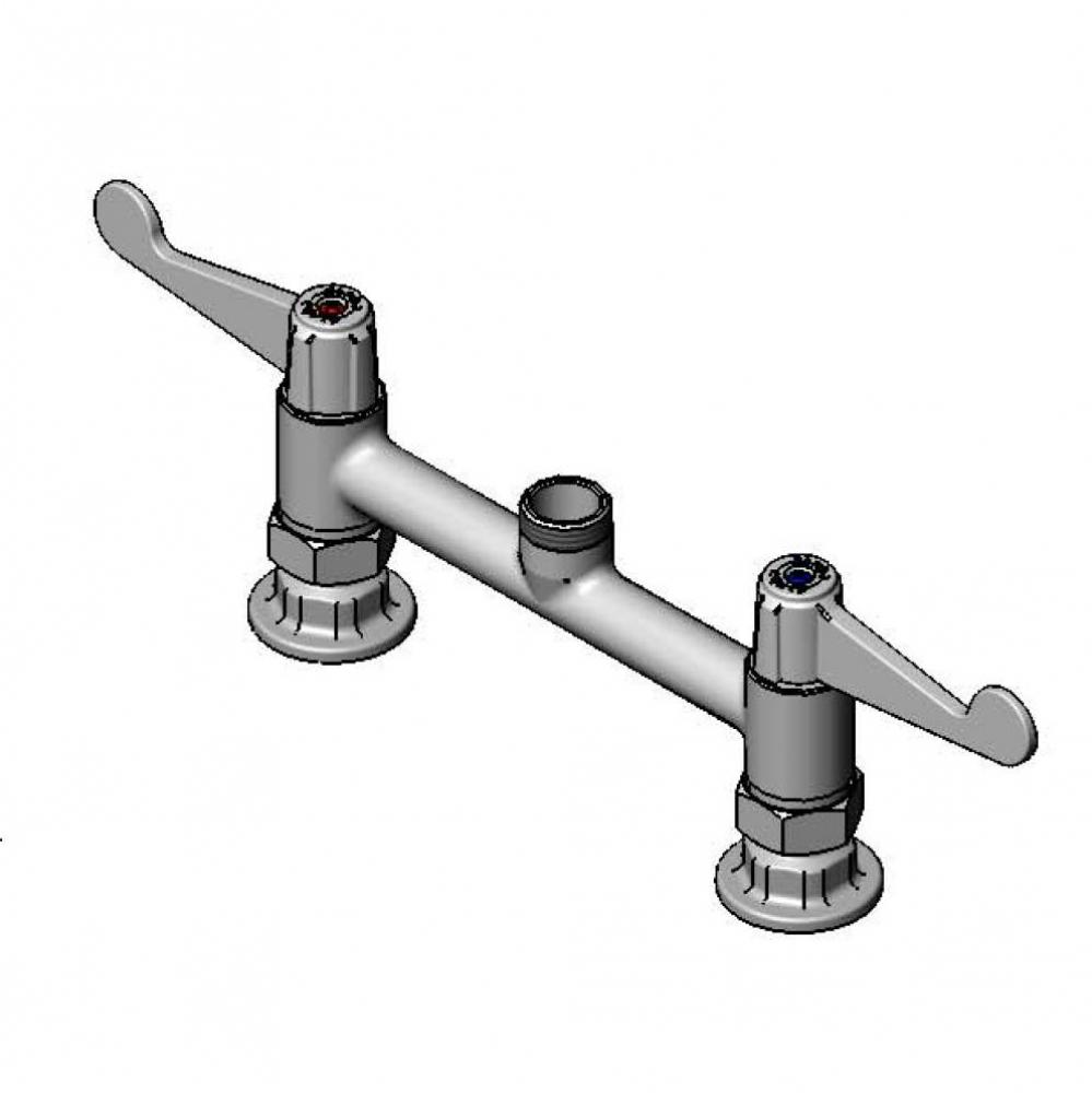 equip 8&apos;&apos; Deck Mount Faucet, 4&apos;&apos; Handles, Swivel Outlet, Less Nozzle, Supply N