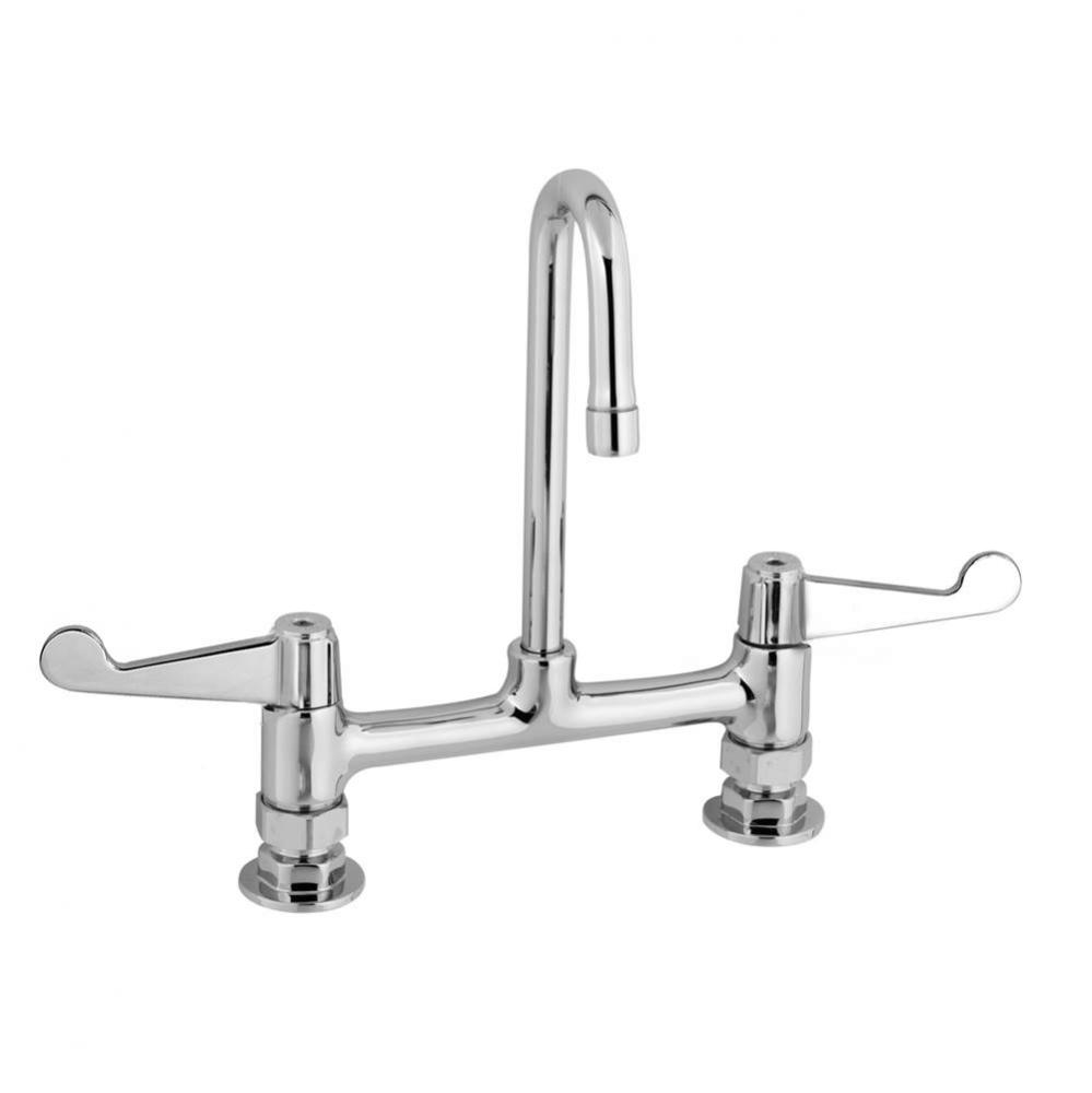 equip 8&apos;&apos; Deck Mount Faucet, Wrist Handles, 3&apos;&apos; Rigid Gooseneck, 1/2&apos;&apo