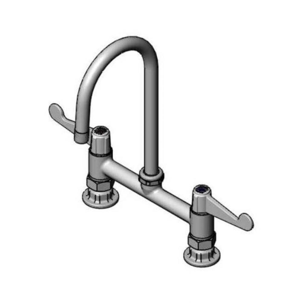 8&apos;&apos; Deck Mount Mixing Faucet with Swivel Gooseneck with 1.5 GPM Aerator