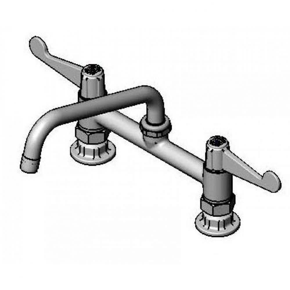 equip 8&apos;&apos; c/c Deck Mount Faucet, 8&apos;&apos; Swing Nozzle, 4&apos;&apos; Wrist-Action