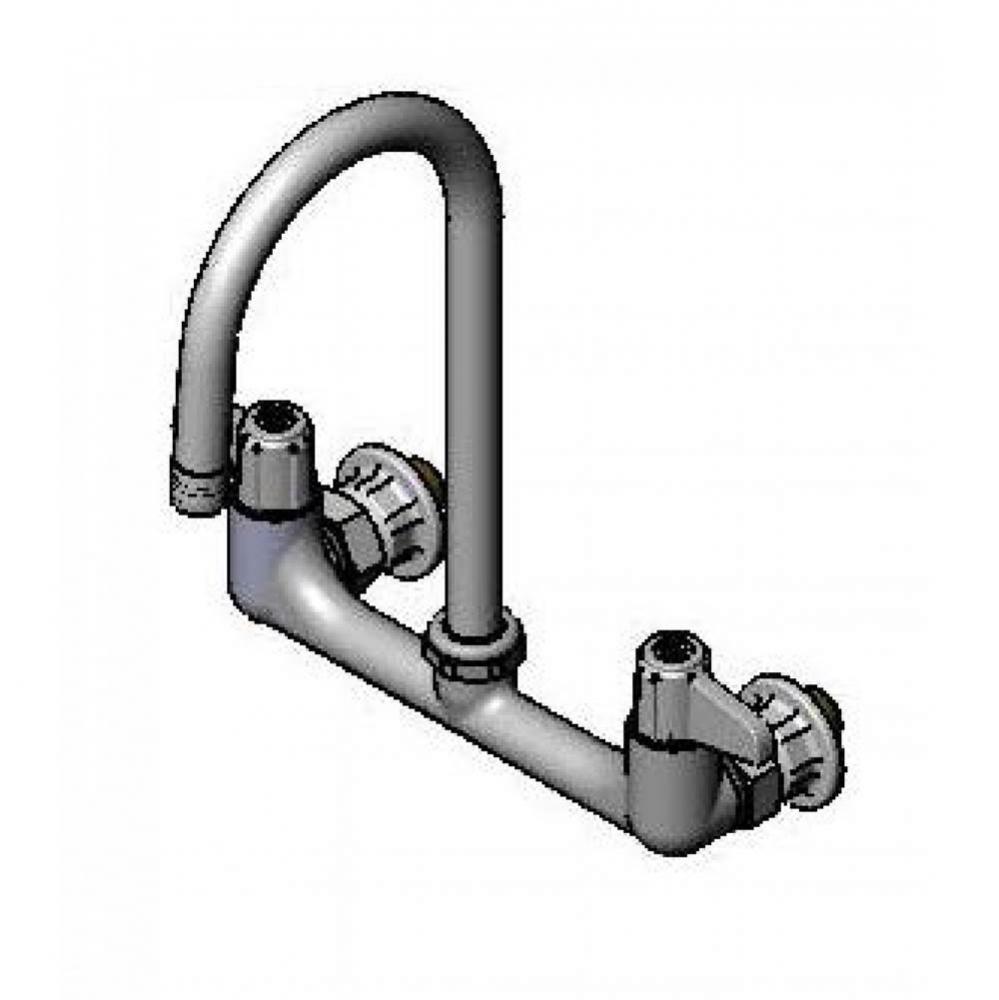 8&apos;&apos; Wall Mount Faucet, Lever Handles, 5 1/2&apos;&apos; Swivel Gooseneck &amp; 1/2&apos;