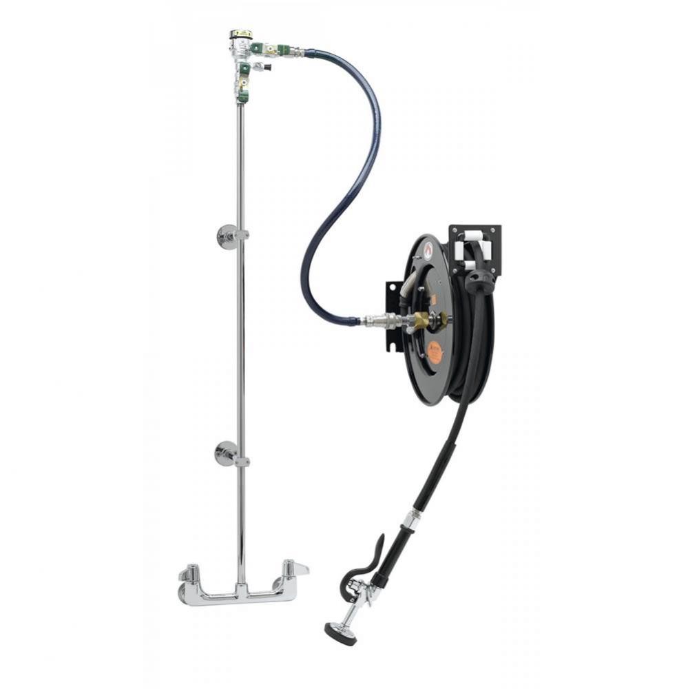 EQUIP Hose Reel System, 8&apos;&apos; Wall Mount Base Faucet, 3/8&apos;&apos; x 35&apos; Hose