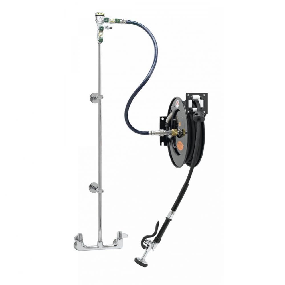 EQUIP Hose Reel System, 8&apos;&apos; Wall Mount Base Faucet, 3/8&apos;&apos; x 35&apos; Hose