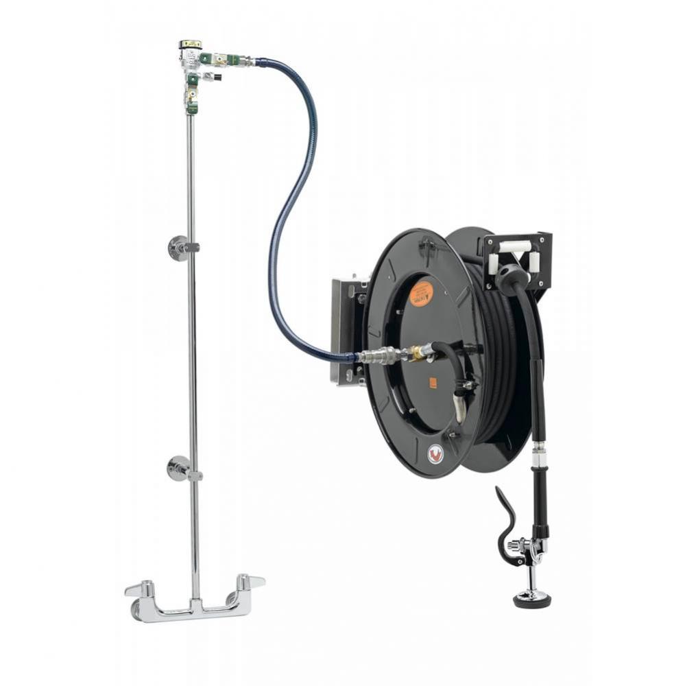 EQUIP Hose Reel System, 8&apos;&apos; Wall Mount Base Faucet, 3/8&apos;&apos; x 50&apos; Hose, Wal