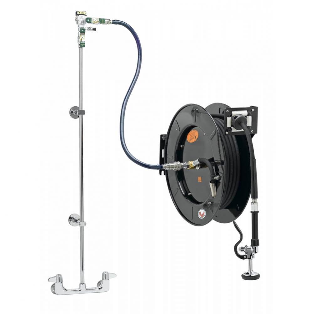 EQUIP Hose Reel System, 8&apos;&apos; Wall Mount Base Faucet, 3/8&apos;&apos; x 50&apos; Hose