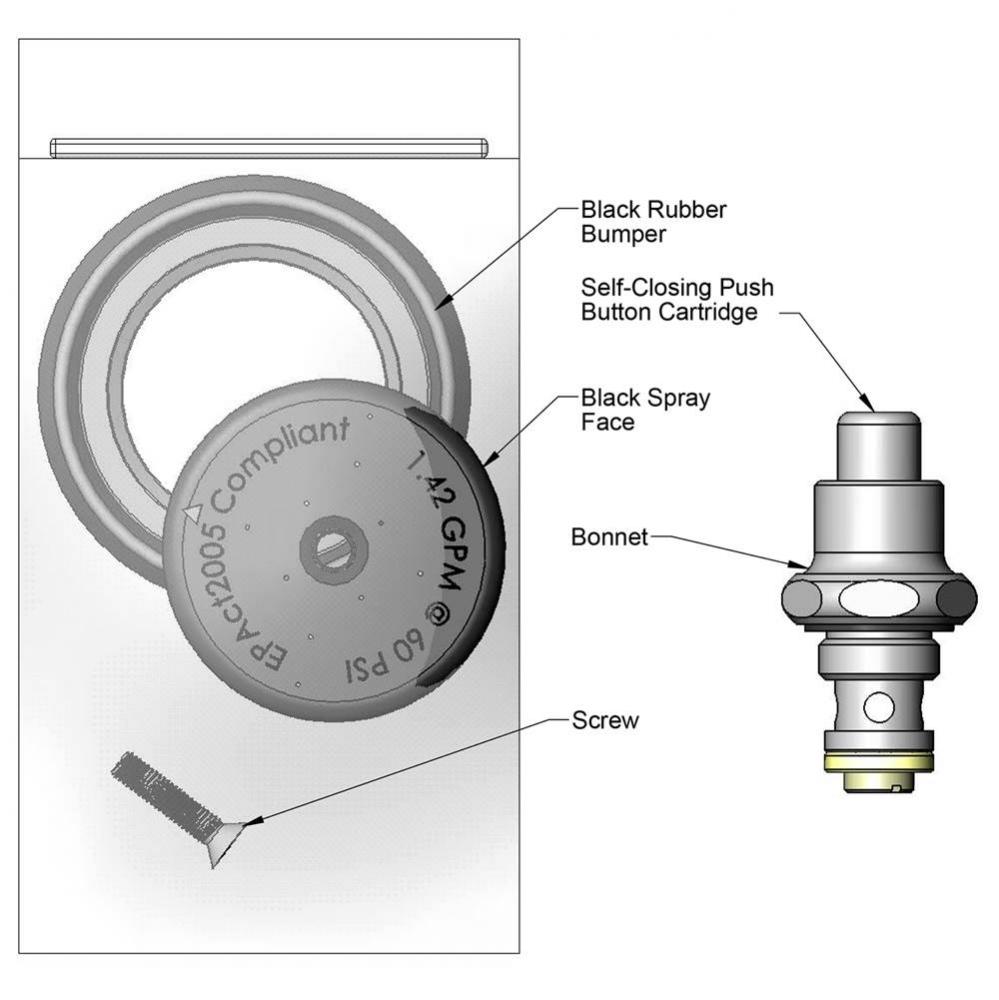 Equip Spray Valve Repair Kit (Bumper Ring, Spray Face, Screw &amp; Bonnet)