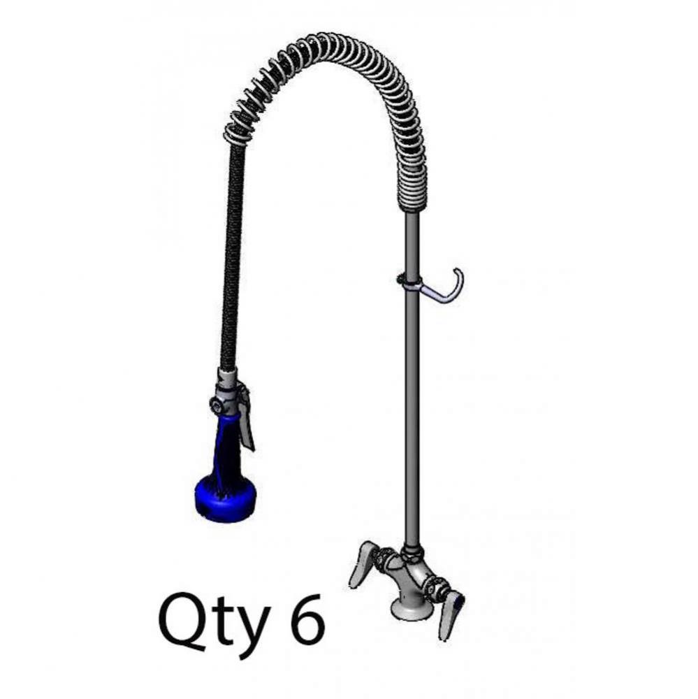 EasyInstall Pre-Rinse, Spring Action, Single Hole Base, 18&apos;&apos; Flex Lines (Qty. 6)