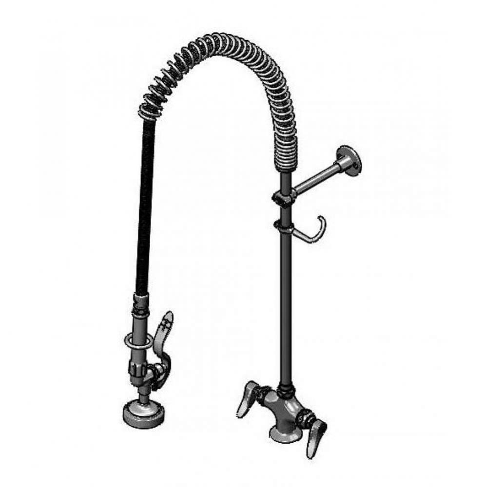 EasyInstall Pre-Rinse, Spring Action, Single Hole Base, Flex Lines, Wall Brkt, 20&apos;&apos; Rise