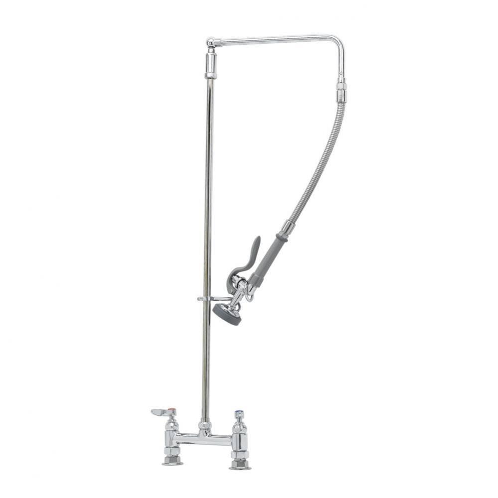 Pre-Rinse Unit: 8&apos;&apos; Deck Mount Base, 12&apos;&apos; Overhead Swivel Arm, B-0107 Spray Va