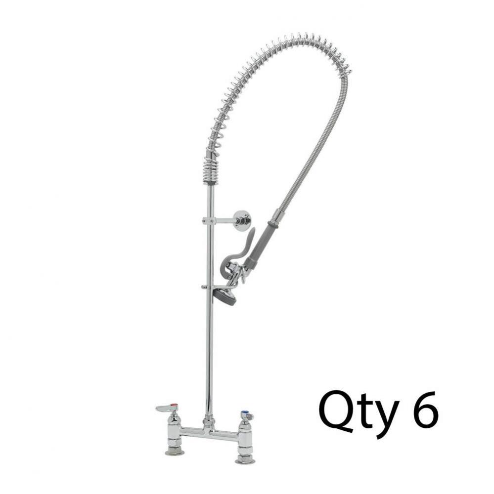 EasyInstall Pre-Rinse, Spring Action, Deck Mount Base, 8&apos;&apos; Centers, Wall Bracket (Qty. 6