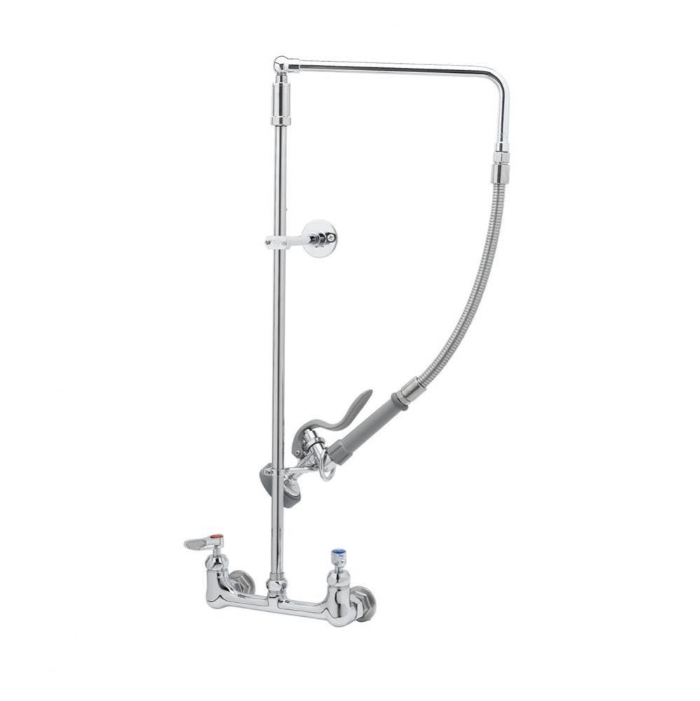 Pre-Rinse, Overhead Swivel Arm, Wall Mount Base, 8&apos;&apos; Centers, Wall Bracket &amp; Ceramas