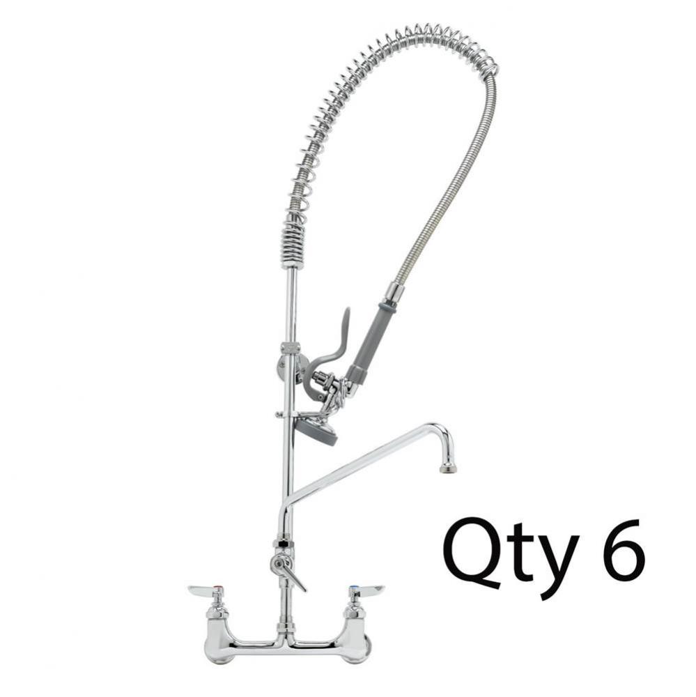 EasyInstall Pre-Rinse, Spring Action, Wall Mount, 12&apos;&apos; Add-On Faucet (QTY6)