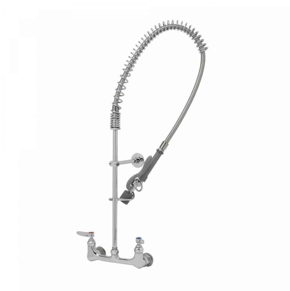 EasyInstall Pre-Rinse, Spring Action, 8&apos;&apos; Wall Mount, Low-Flow Spray Valve, Wall Bracket