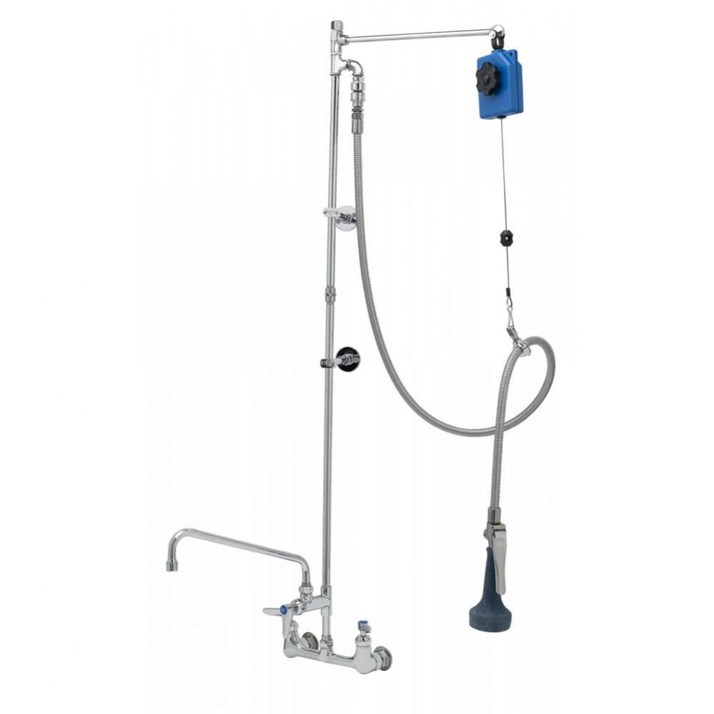 Pre-Rinse: 8&apos;&apos; Wall Mount, Balancer Arm, 68&apos;&apos; Flex Hose, B-0108 Spray Valve, A