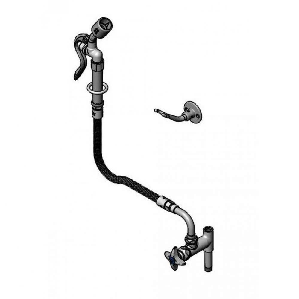 Washdown Hose Unit: Add-On Faucet, 034A, 68&apos;&apos; Flex Hose, B-0107-C35 Spray Valve