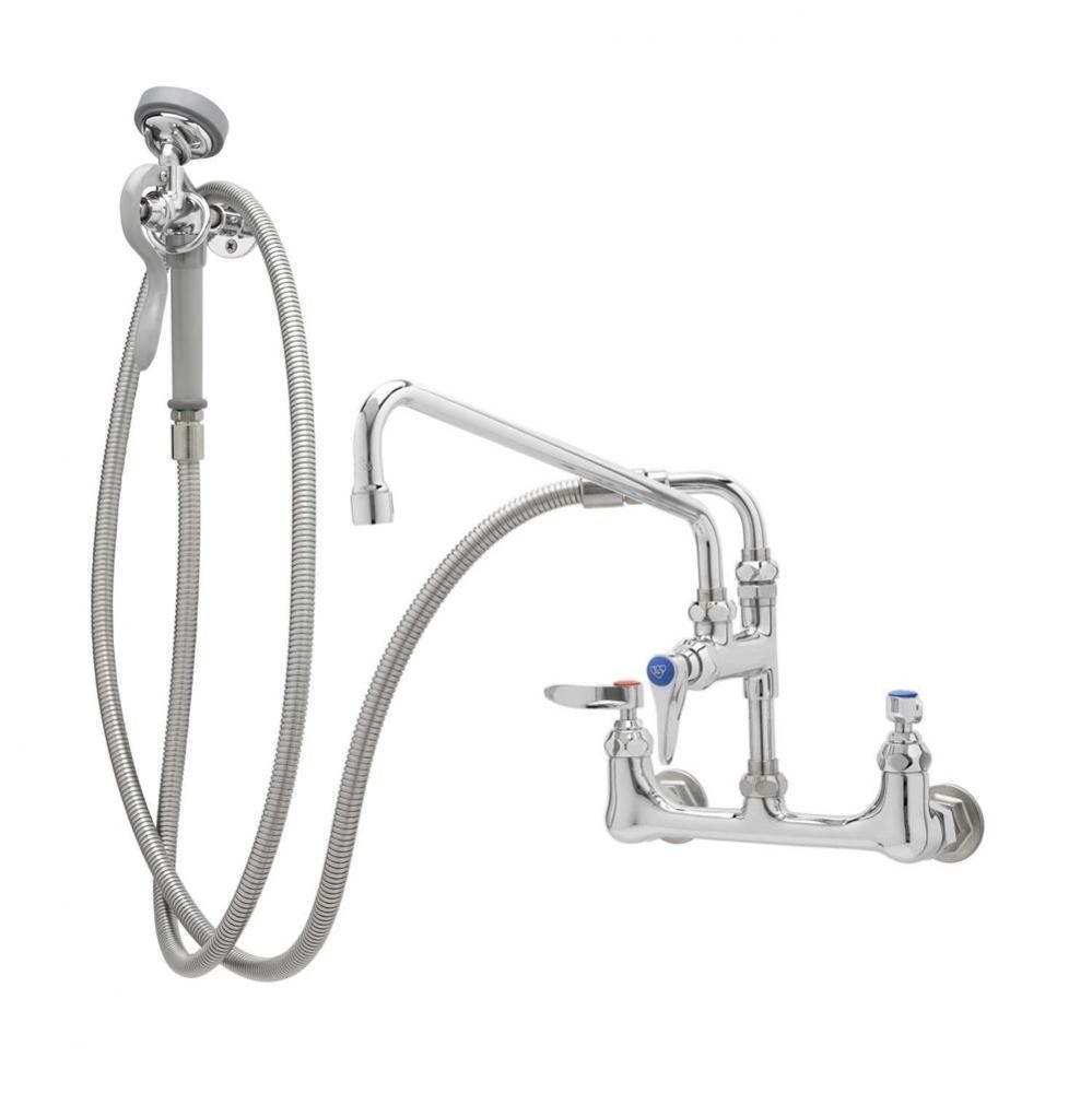 Pre-Rinse: 8&apos;&apos; Wall Mount Base, Add-On Fct w/ 8&apos;&apos; Swing Nozzle, Hose &amp; Ang