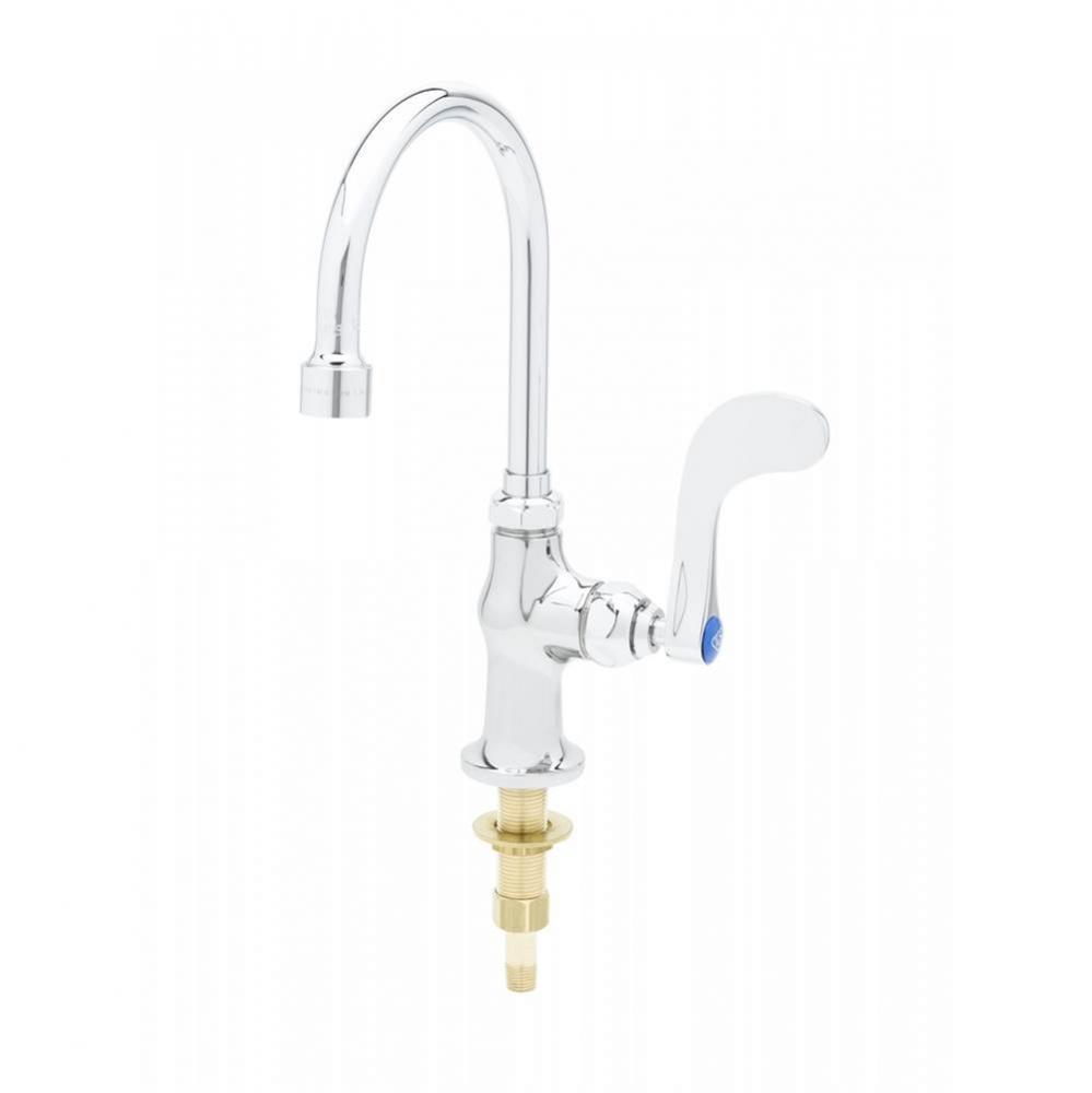 Single Temp Faucet, Single Hole Deck Mount, Short Gooseneck, 0.5gpm Non-Aerated VR Outlet, and 4&a
