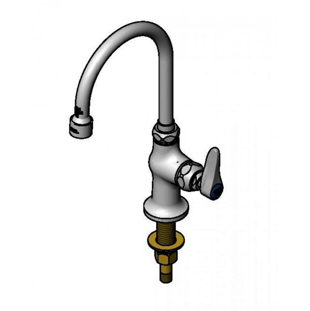 Single Temp Faucet, Single Hole Deck Mount, Short Gooseneck, 0.5gpm Non-Aerated Outlet, and Lever