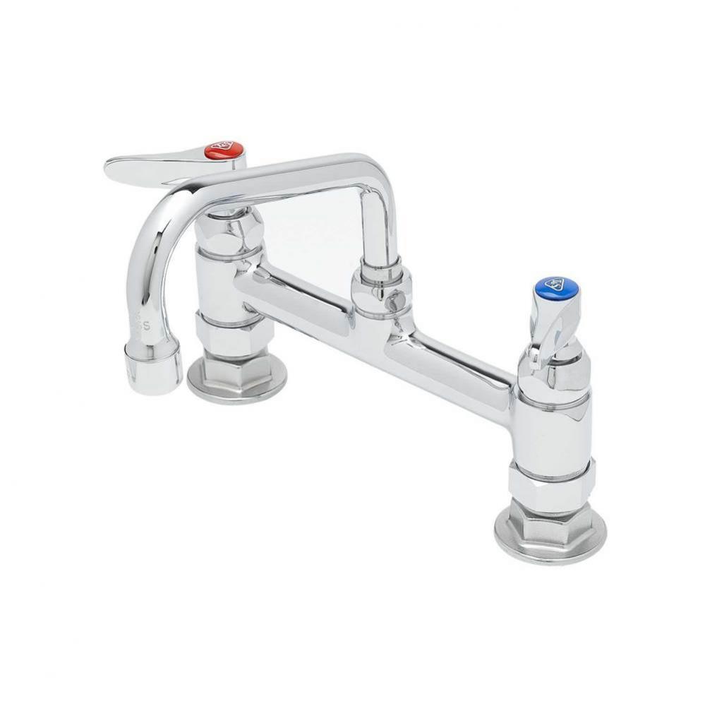 Double Pantry Faucet, Deck Mount, 8&apos;&apos; Centers, 6&apos;&apos; Swing Nozzle (059X), Lever