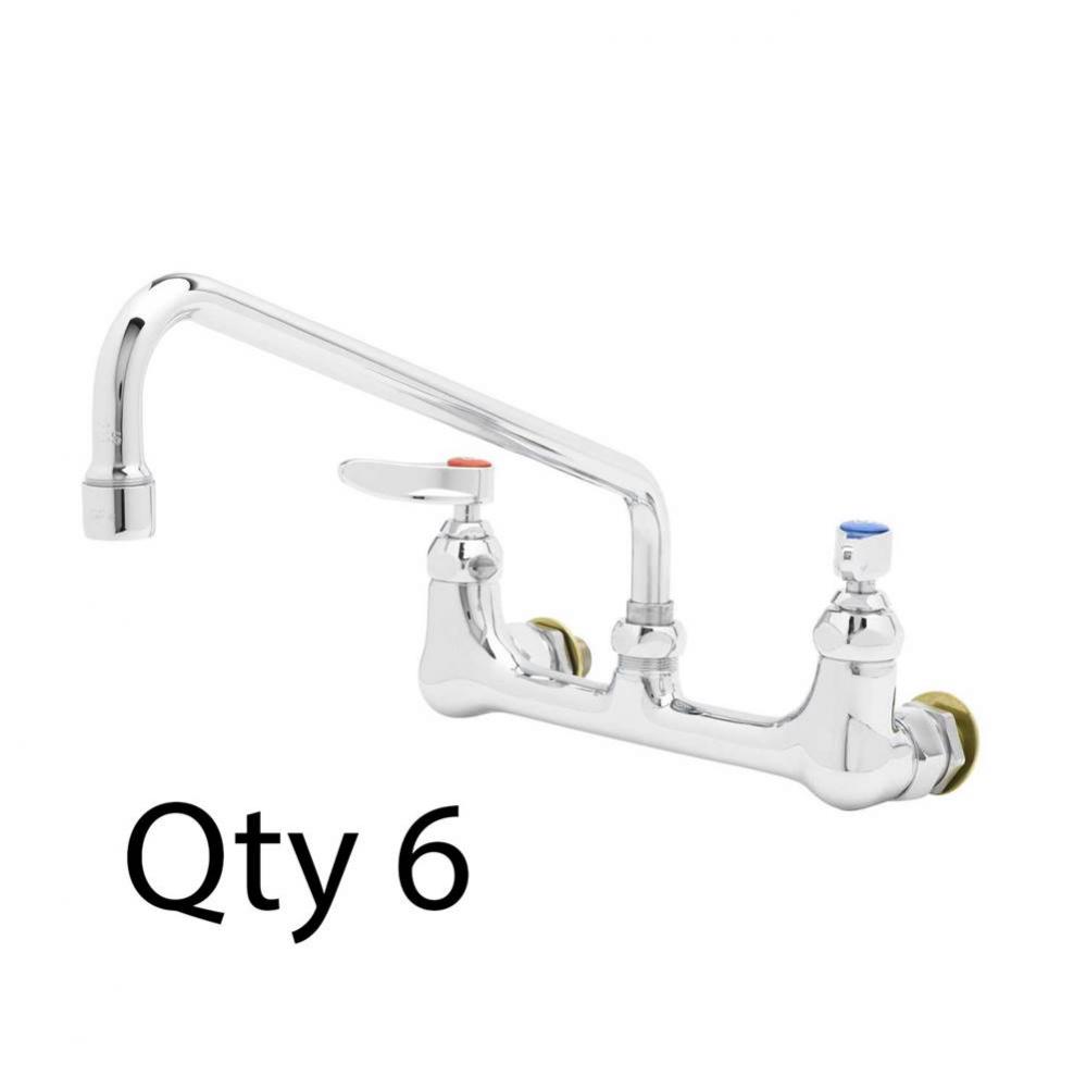 Double Pantry Faucet, Wall Mount, 8&apos;&apos; Centers, 12&apos;&apos; Swing Nozzle, 1/2&apos;&ap