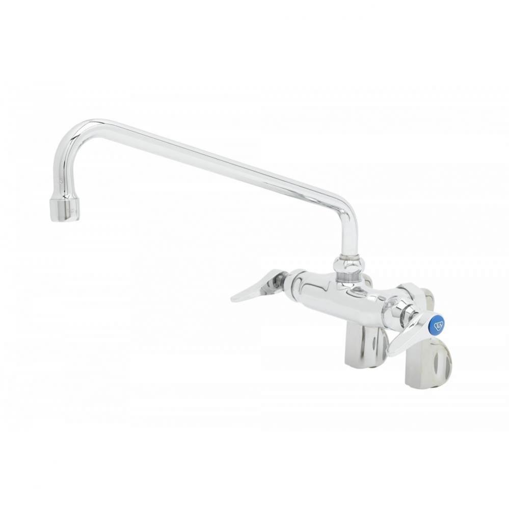 Double Pantry Faucet, Wall Mount, Adjustable Centers, Integral Stops, 12&apos;&apos; Swing Nozzle