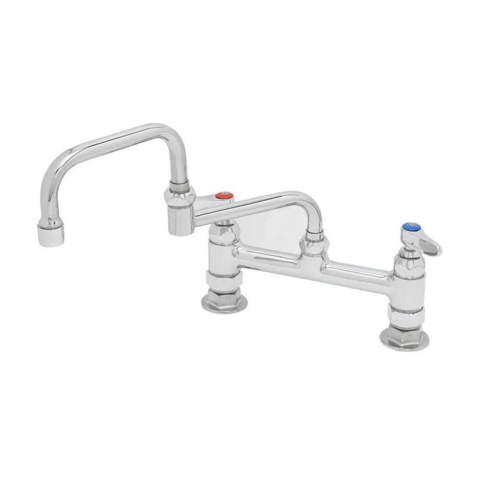 Double Pantry Faucet, Deck Mount, 8&apos;&apos; Centers, 12&apos;&apos; Double-Joint Swing Nozzle