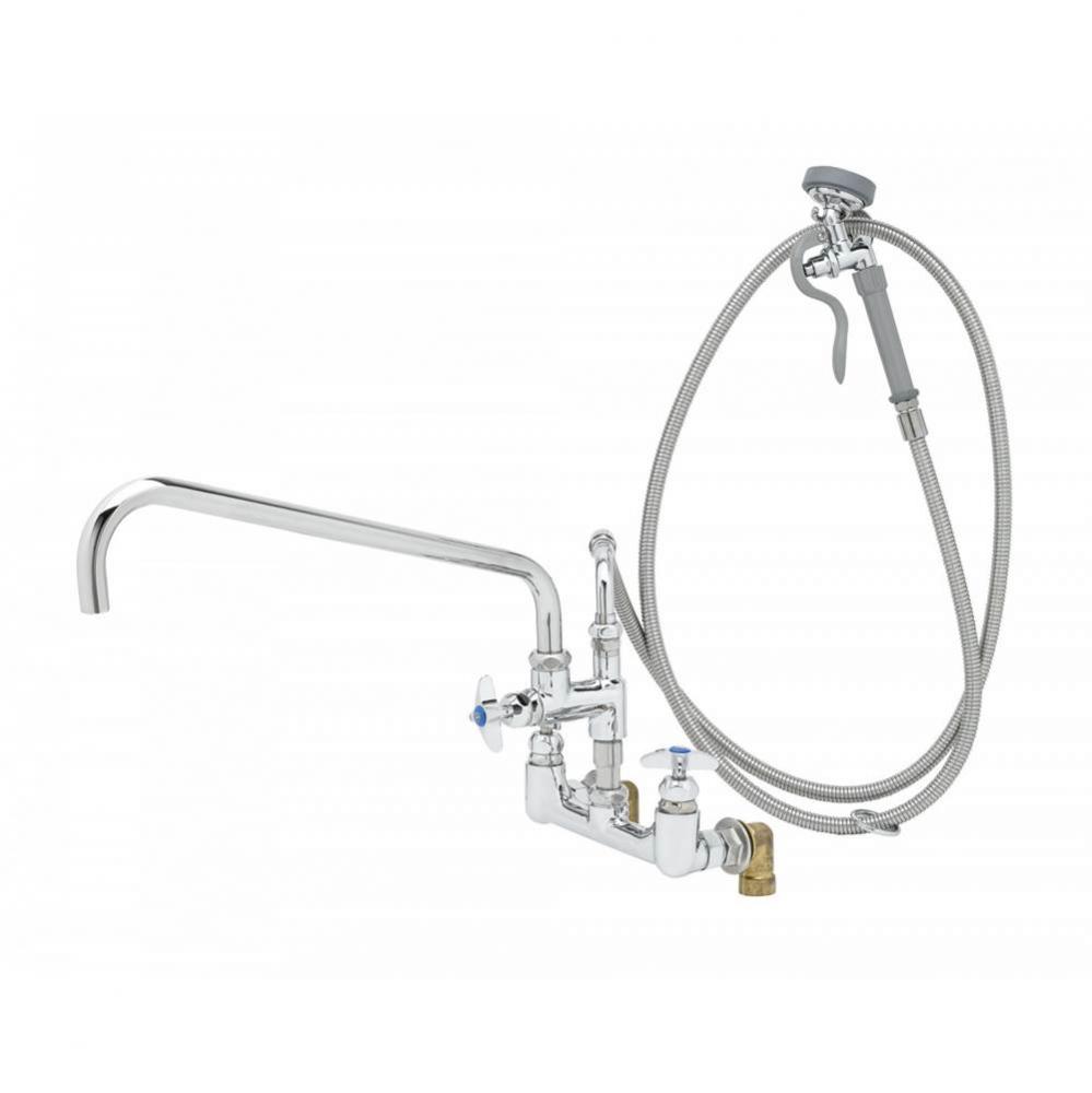 Big-Flo Spray Assembly: 8&apos;&apos; Wall Mount, 18&apos;&apos; Add-On Faucet, Angled Spray Valve