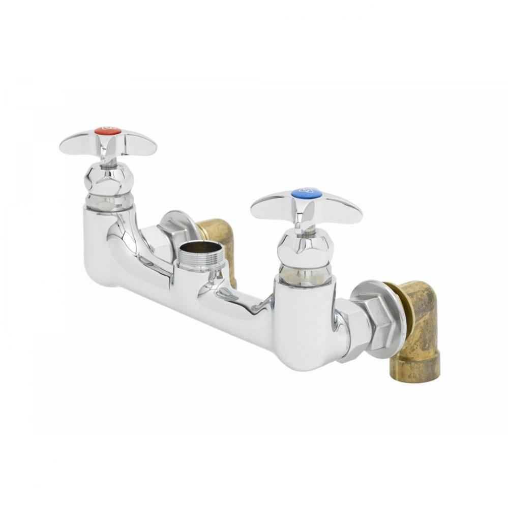 Big-Flo Mixing Faucet, Swivel Outlet, 8&apos;&apos; Wall Mount, 00LL Inlet Elbows, Less Nozzle