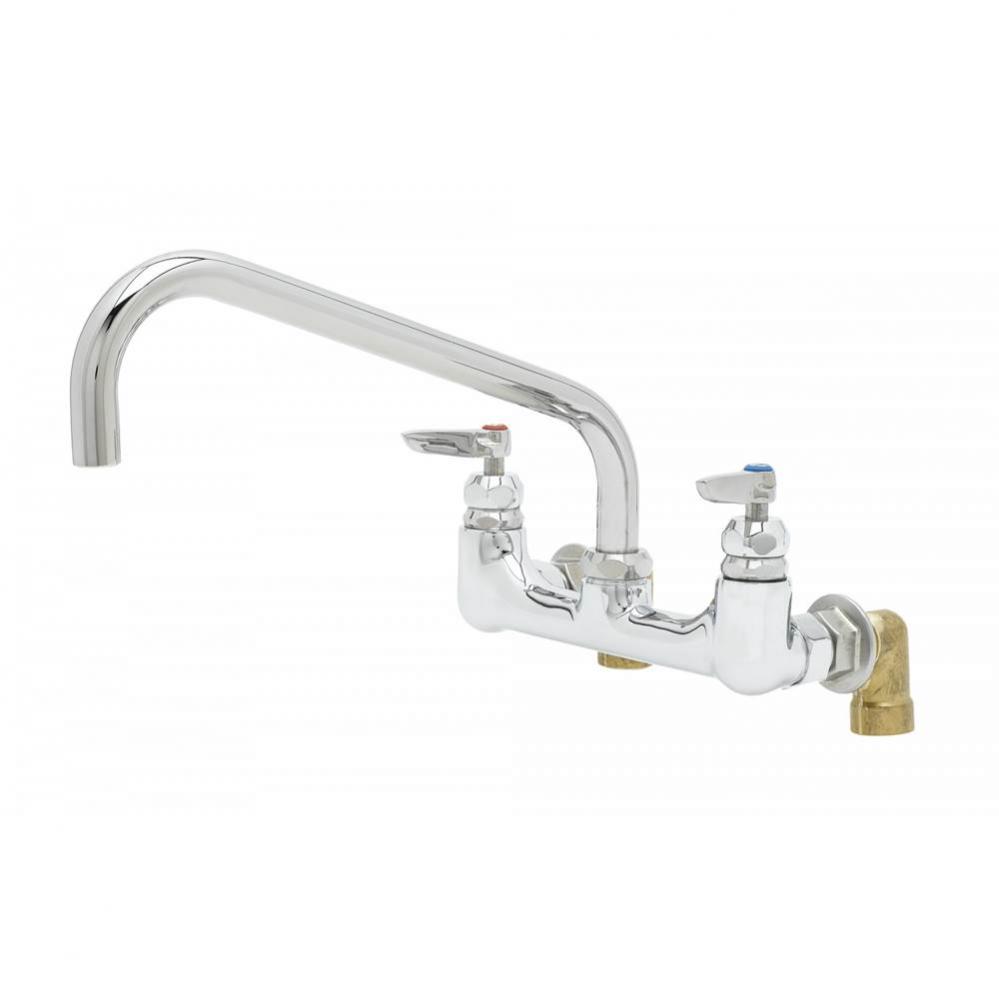 Big-Flo Mixing Faucet, 8&apos;&apos; Wall Mount, 12&apos;&apos; Swing Nozzle, Solid Brass Chrome-P