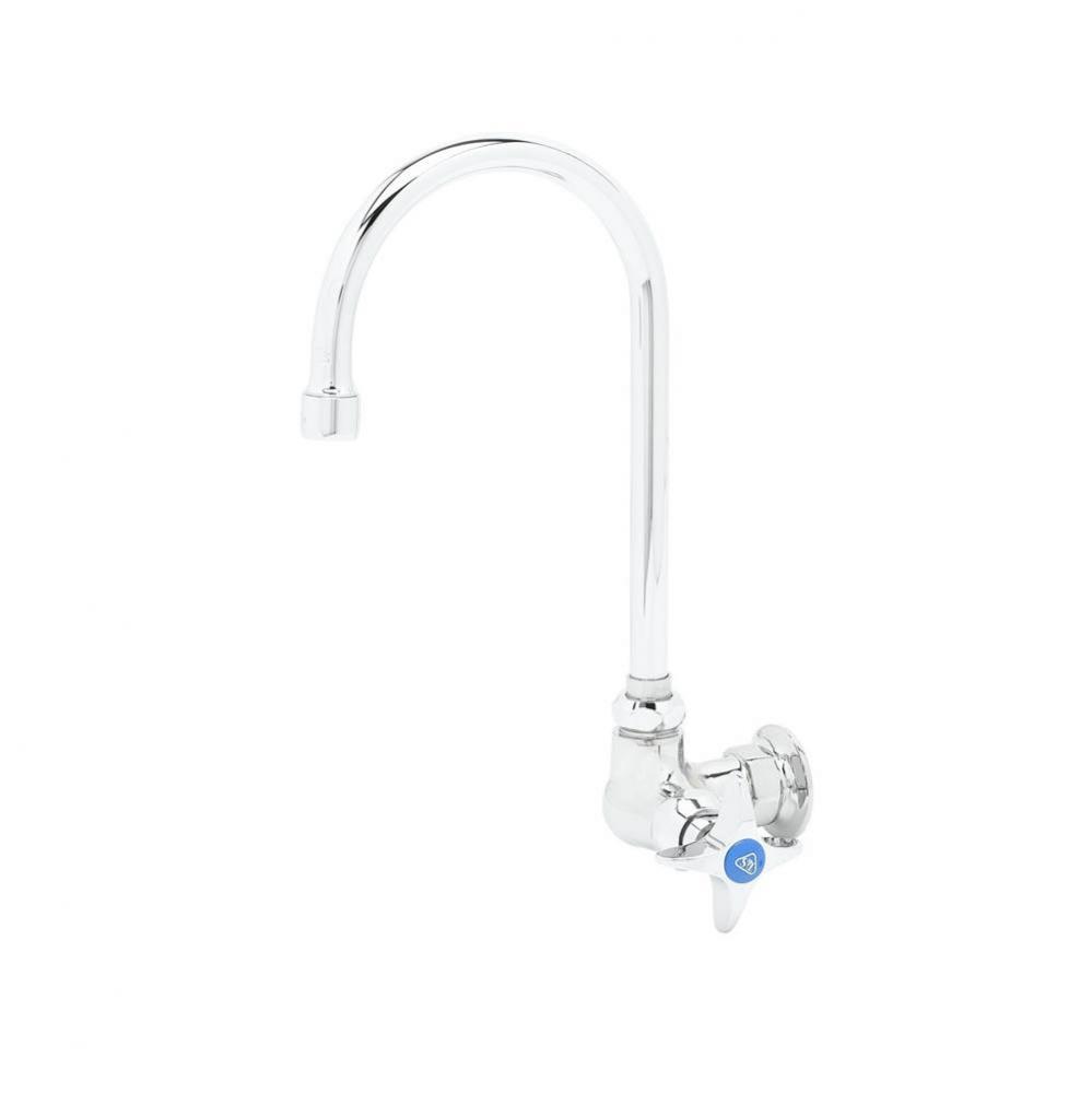 Single Pantry Faucet, Wall Mt, Swivel/Rigid Gooseneck, 4-Arm Handle, 1/2&apos;&apos; NPT Female In