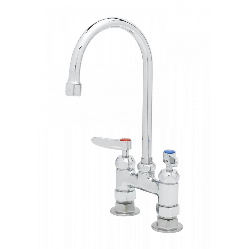 4&apos;&apos; c/c Double Pantry Faucet, Ceramas, Swivel Gooseneck, Lever Handles &amp; 00CC Inlets