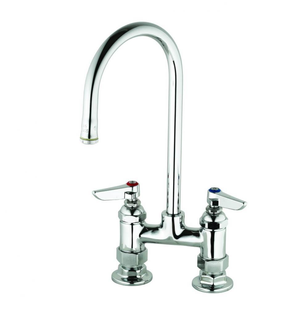 Double Pantry Faucet, 4&apos;&apos; Deck Mount 133X Swivel/Rigid GN w/ B-LT Outlet, Lever Handles