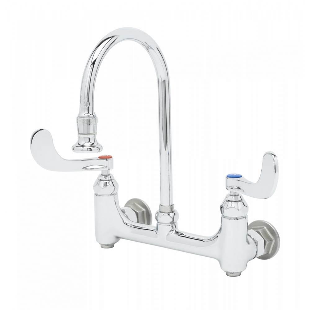 Medical Faucet, Wall Mount, 8&apos;&apos; Centers, Swivel/Rigid GN, 2.2 GPM Rosespray, Built-In St