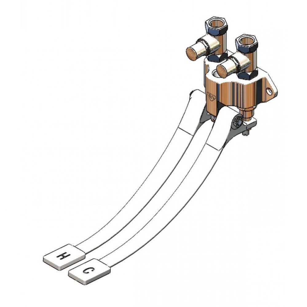 Double Pedal Valve, Wall Mount, 1/2&apos;&apos; NPT Inlet &amp; Outlet, Straight Loose Key Stops