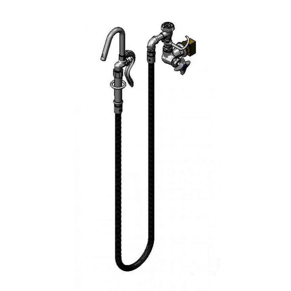 Pot Filler, Wall Mount, Cerama, VB, 68&apos;&apos; Flex SS Hose, Hook Nozzle, Inlet Nipple &amp; E