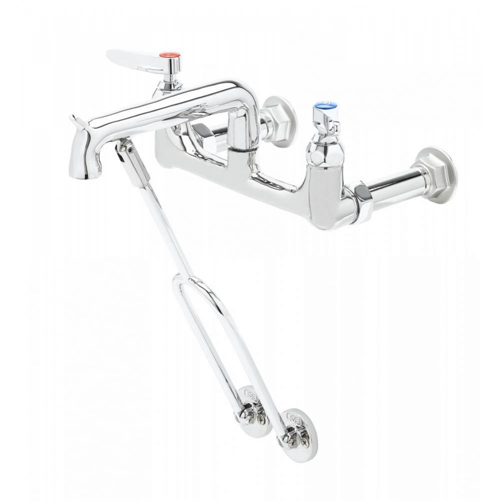 Service Sink Faucet, Wall Mount, 8&apos;&apos; Centers, Wall Brace, Polished Chrome Finish