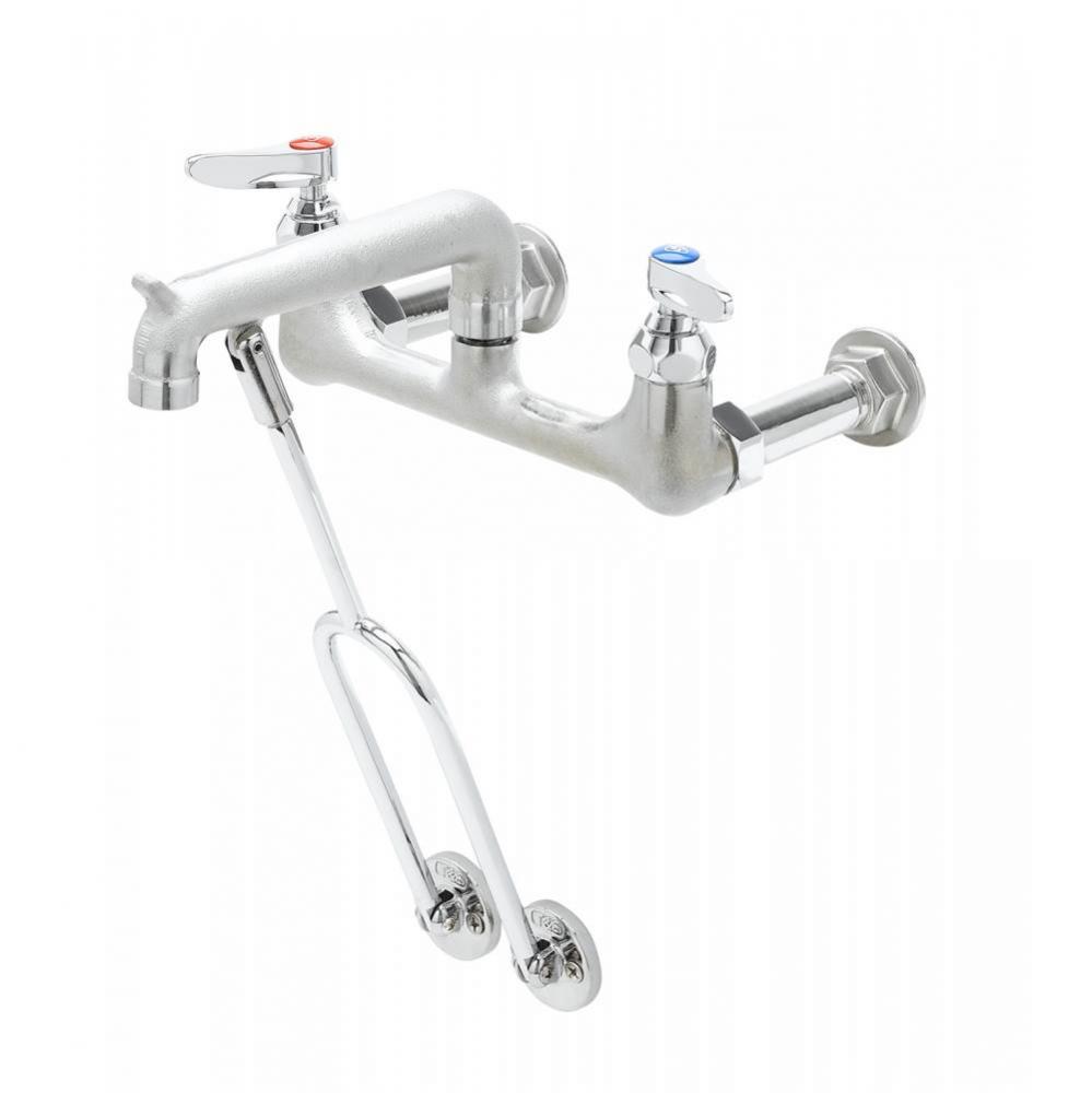 Service Sink Faucet, Wall Mount, 8&apos;&apos; Centers, Wall Brace, Rough Chrome Finish