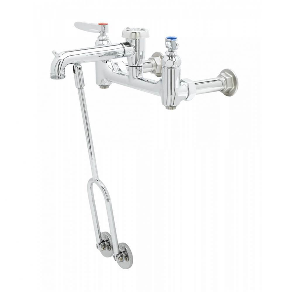 Service Sink Faucet, Wall Mount, 8&apos;&apos; Centers, Built-In Stops, Vacuum Breaker, Polished