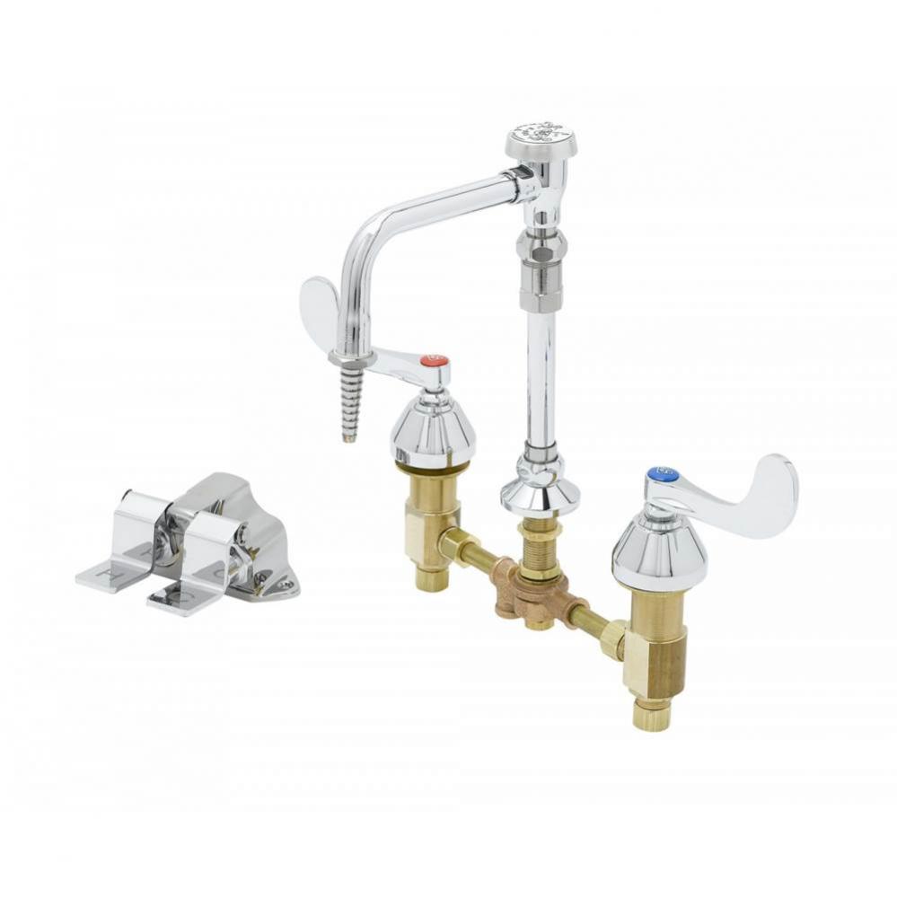 Mixing Faucet w/ Double Pedal Valve, VB Rigid/Swivel Nozzle &amp; Serrated Tip Outlet, 4&apos;&apo