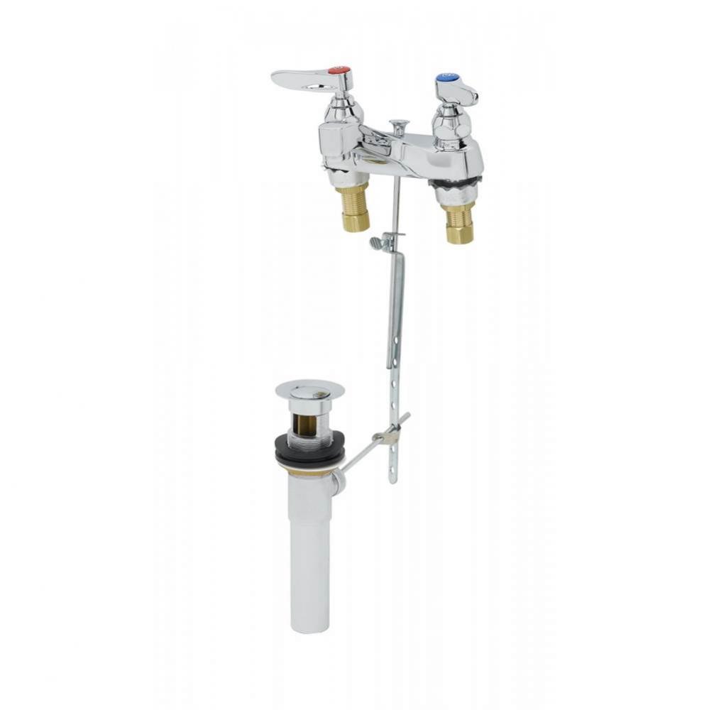 Lavatory Faucet, 4&apos;&apos; Deck Mount, 1.2 GPM Aerator, Lever Handles, Pop-Up Drain